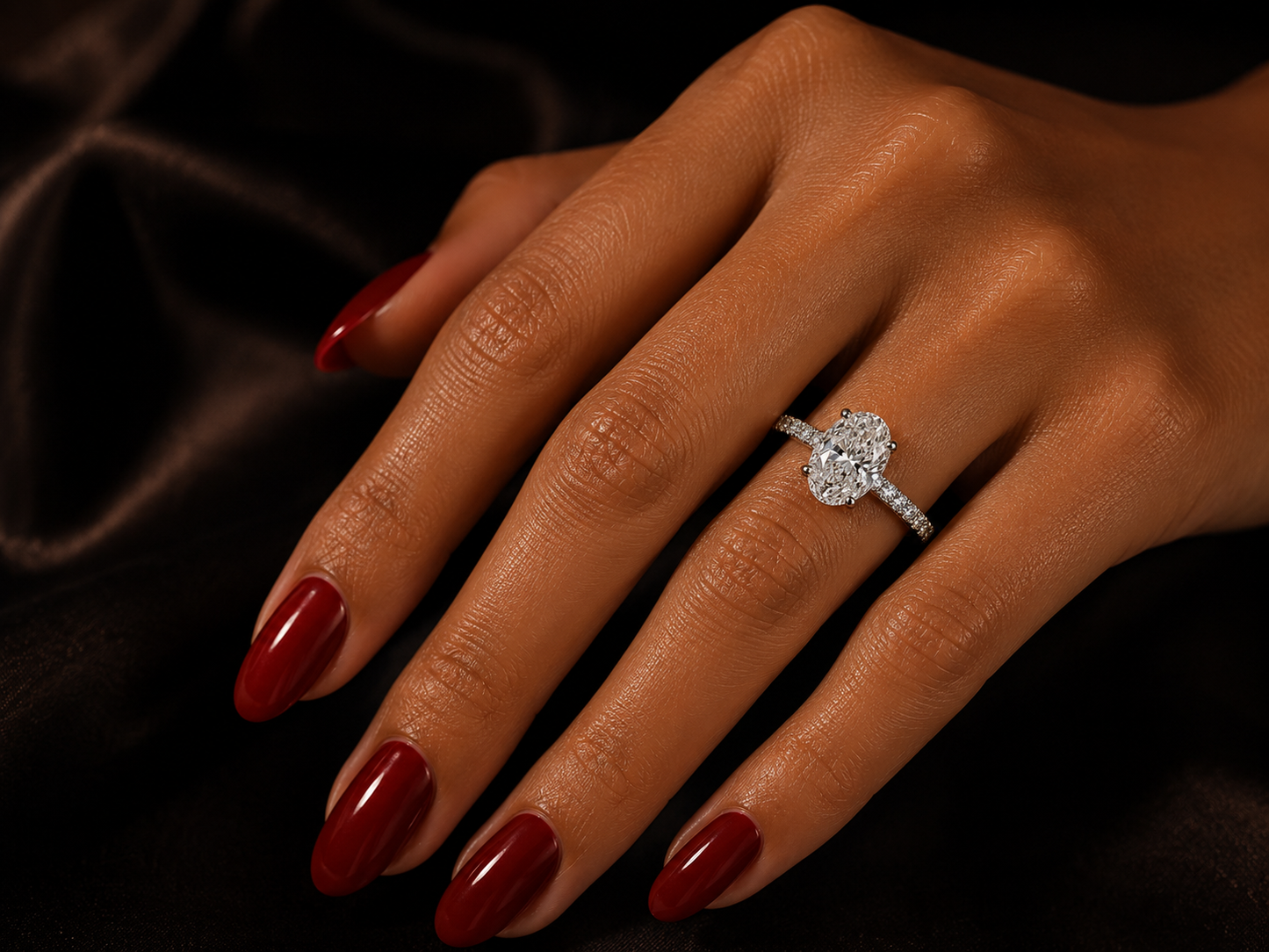 Platinum Oval Cut Lab Diamond Engagement Ring – 2.23 ct Total – IGI Certified