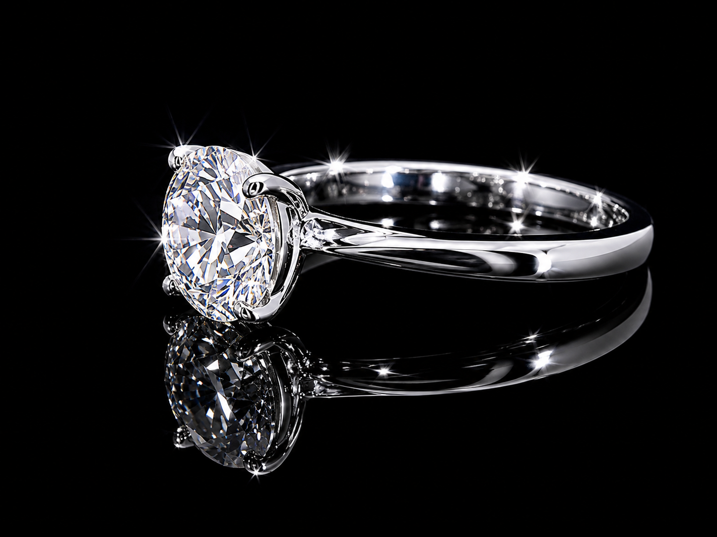 14K White Gold Lab Diamond Round Brilliant Solitaire Engagement Ring – 1.50 ct – IGI Certified