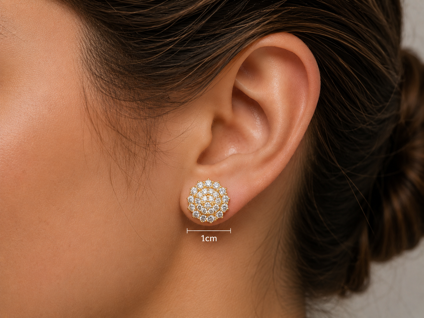 PENDIENTES DE ORO AMARILLO DE 10 QUILATES CON DIAMANTES REDONDOS DE 10 MM