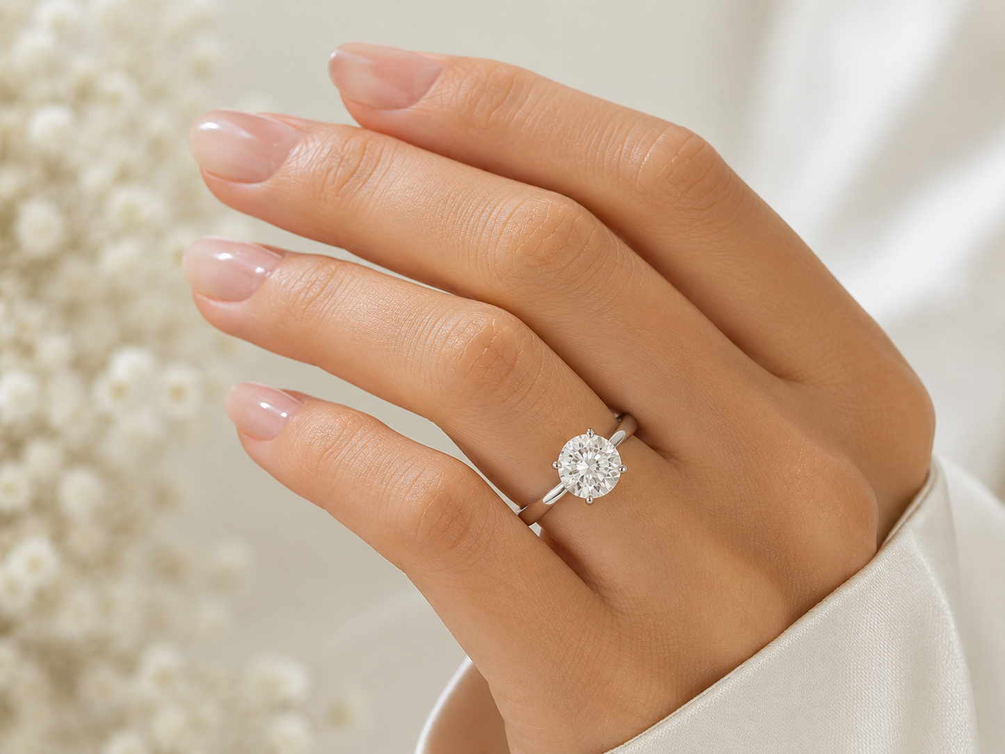 14K White Gold Lab Diamond Round Brilliant Solitaire Engagement Ring – 1.50 ct – IGI Certified