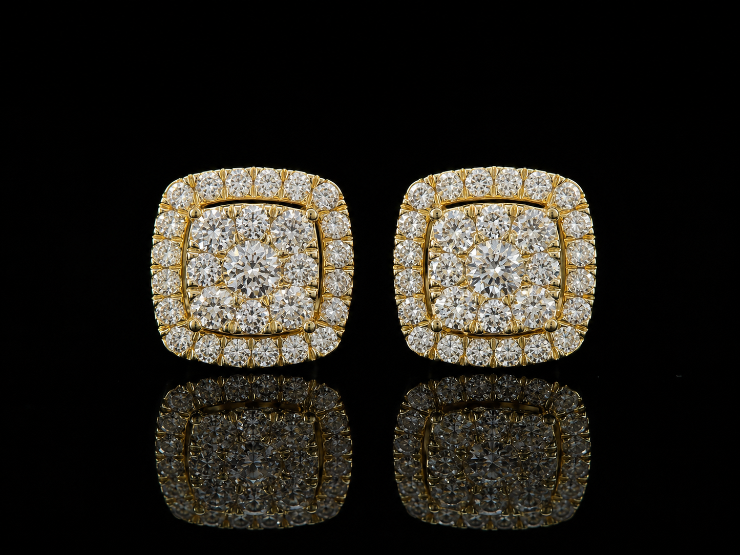 10K YELLOW GOLD 10MM DIAMOND EARRINGS