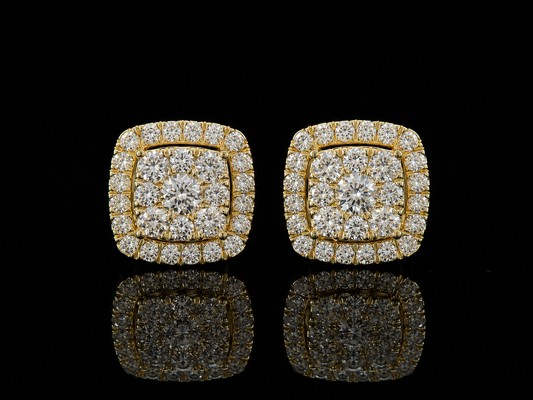 10K YELLOW GOLD 10MM DIAMOND EARRINGS