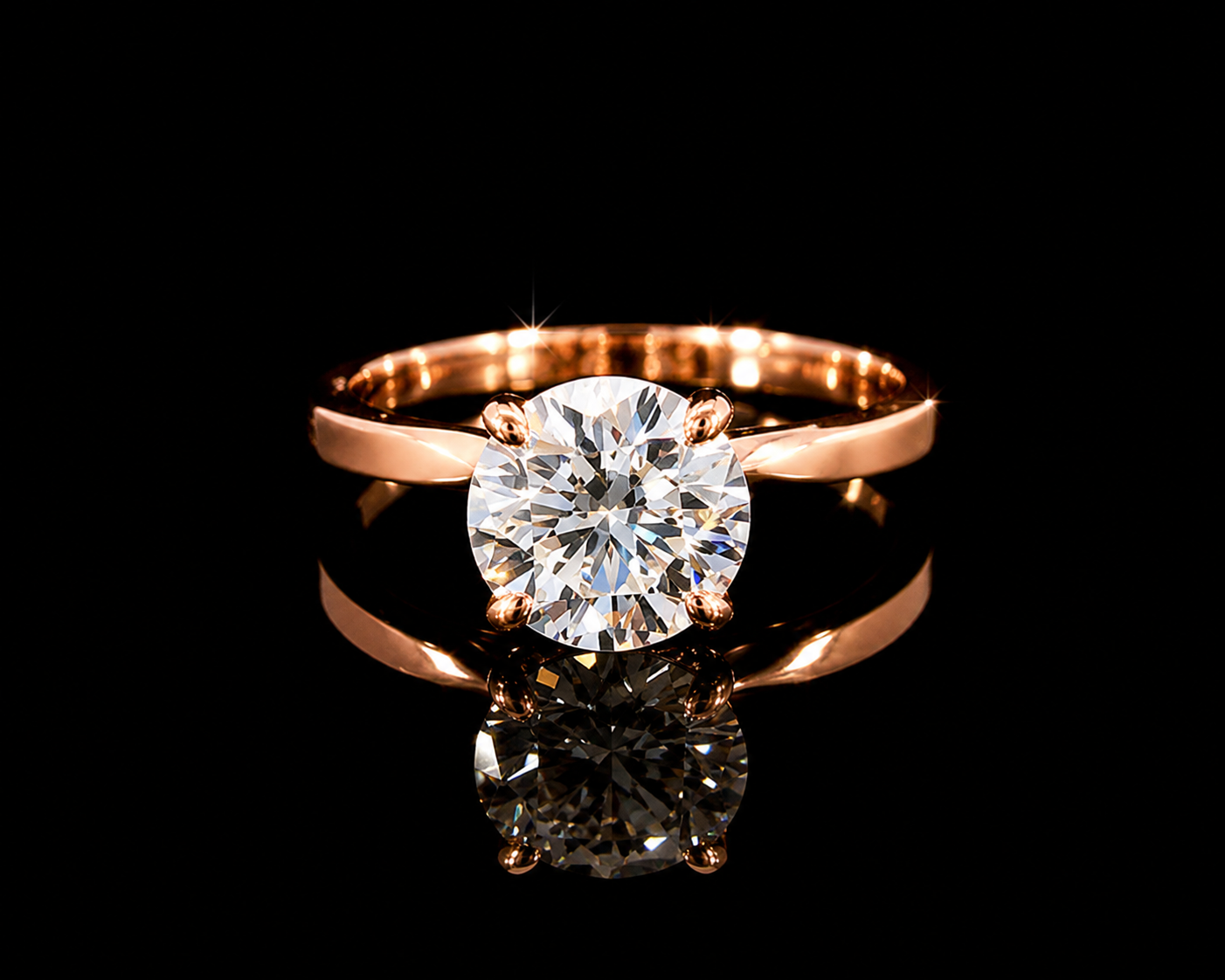 14K Rose Gold Lab Diamond Round Brilliant Solitaire Engagement Ring – 1.50 ct – IGI Certified