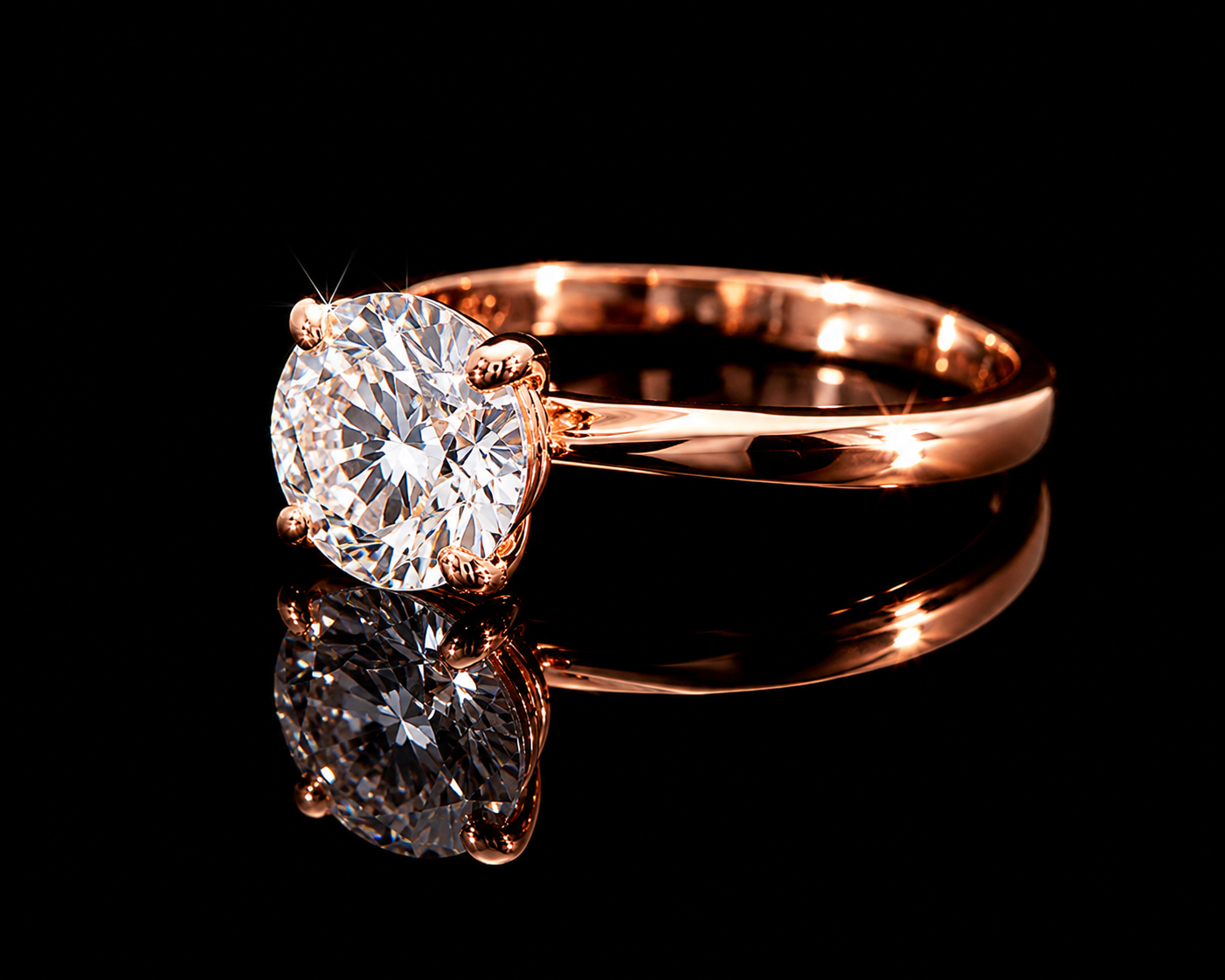 14K Rose Gold Lab Diamond Round Brilliant Solitaire Engagement Ring – 1.50 ct – IGI Certified