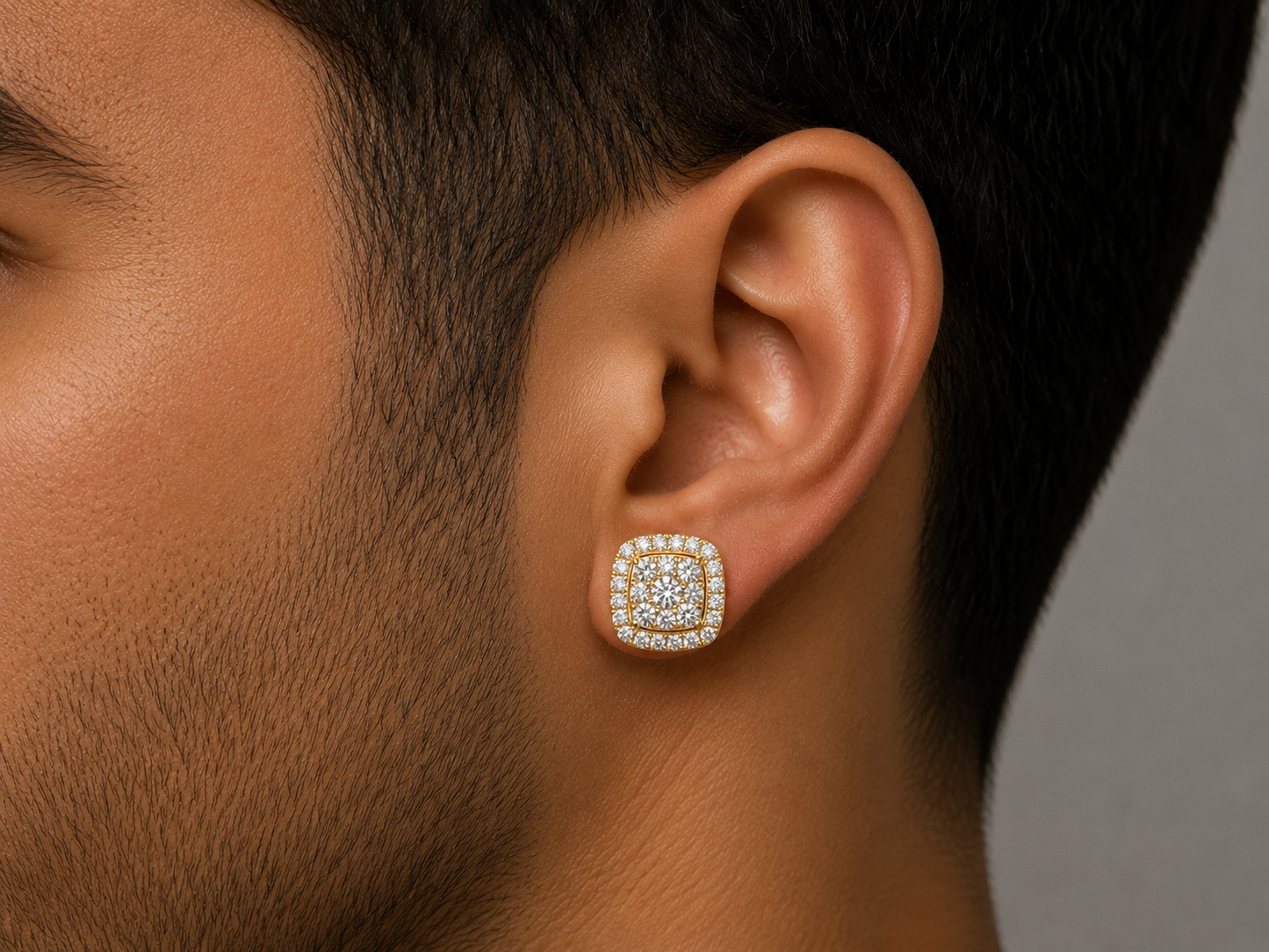 10K YELLOW GOLD 10MM DIAMOND EARRINGS