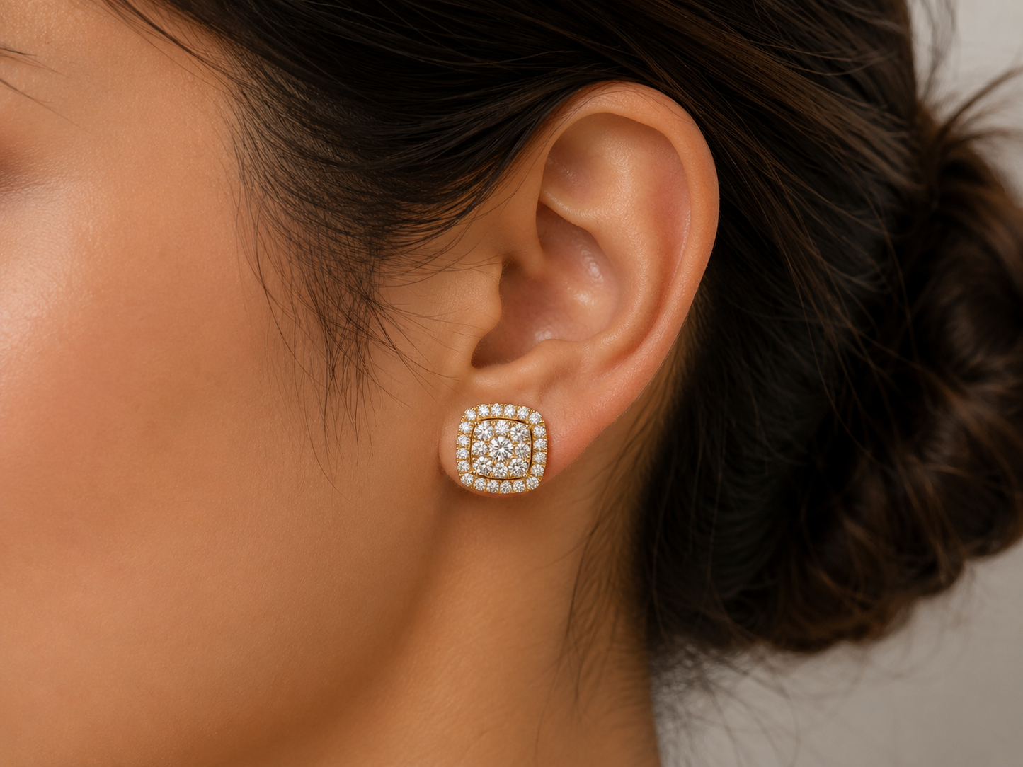 10K YELLOW GOLD 10MM DIAMOND EARRINGS