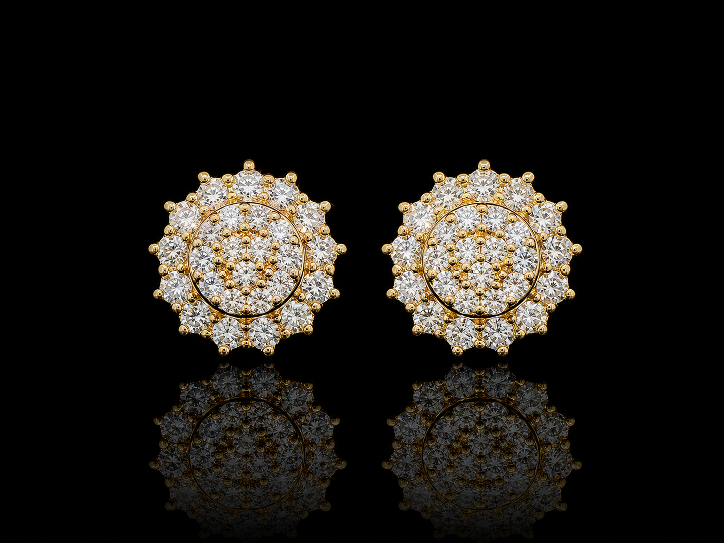 PENDIENTES DE ORO AMARILLO DE 10 QUILATES CON DIAMANTES REDONDOS DE 10 MM