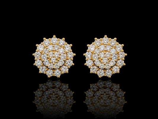 10K YELLOW GOLD 10MM ROUND DIAMOND EARRINGS