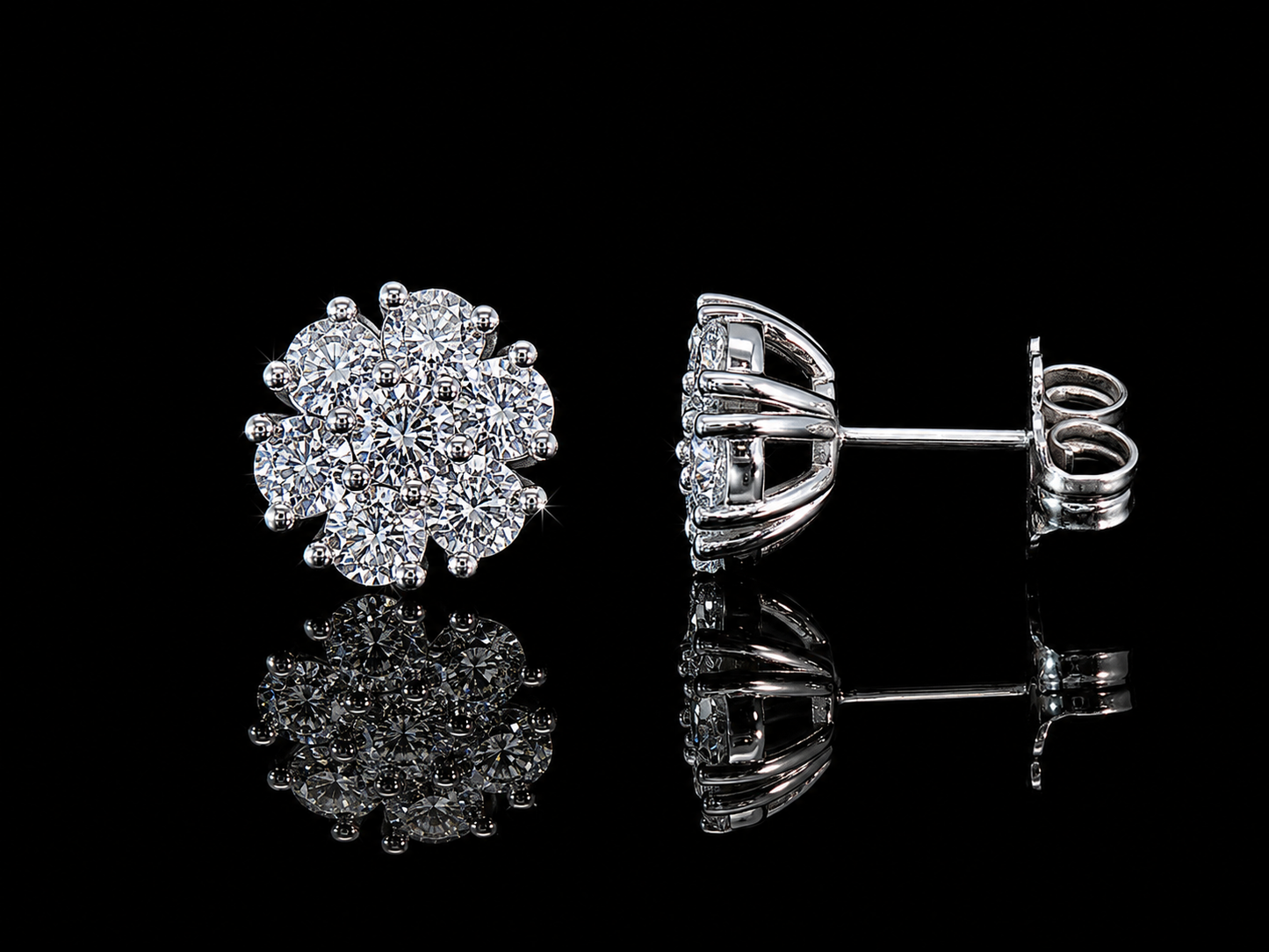 14K GOLD 2.25CT T.D.W LAB DIAMOND EARRINGS 11MM
