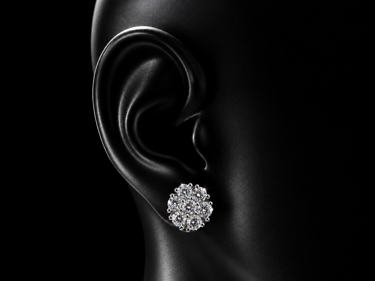 14K GOLD 2.25CT T.D.W LAB DIAMOND EARRINGS 11MM