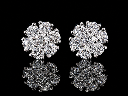 14K GOLD 2.25CT T.D.W LAB DIAMOND EARRINGS 11MM