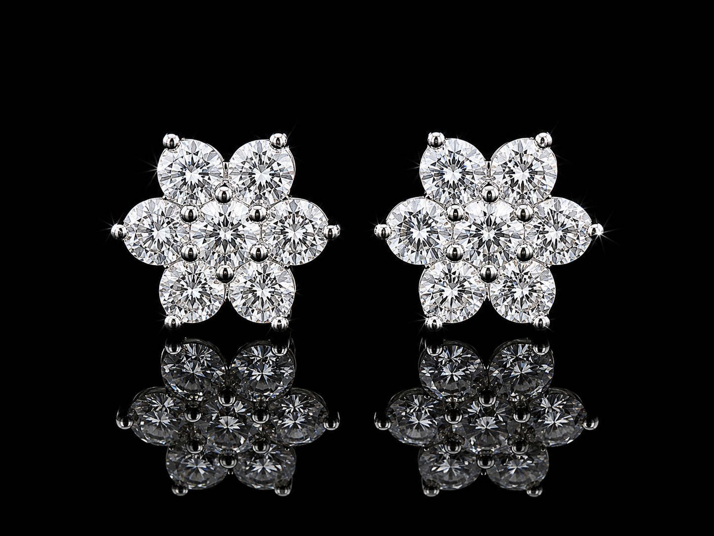 14K WHITE GOLD DIAMOND EARRINGS 7.5mm