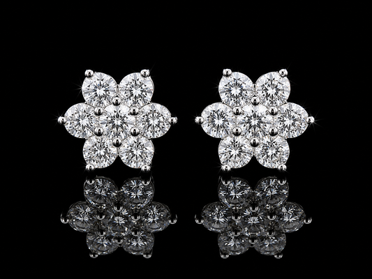 14K WHITE GOLD DIAMOND EARRINGS 7.5mm