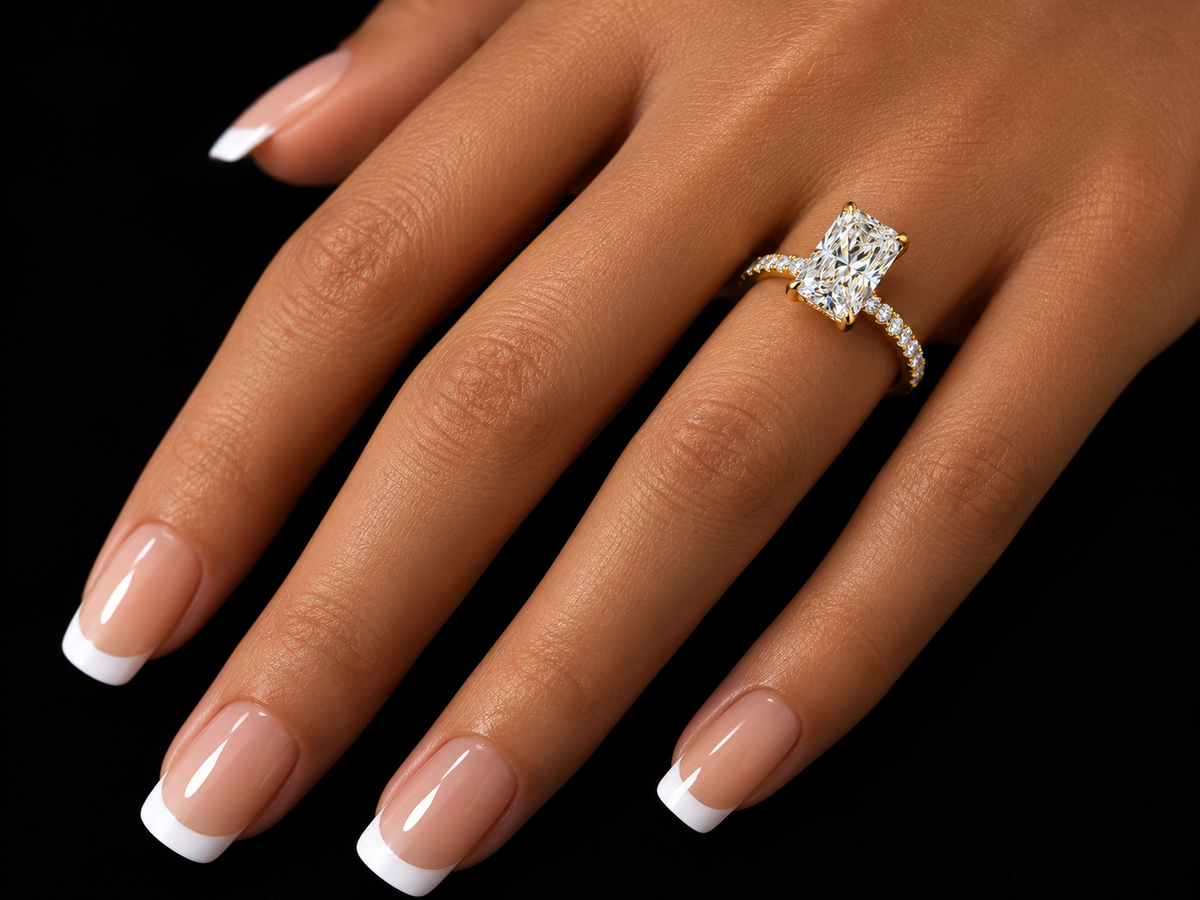 Radiant Cut Lab-Grown Diamond Engagement Ring in Gold or Platinum