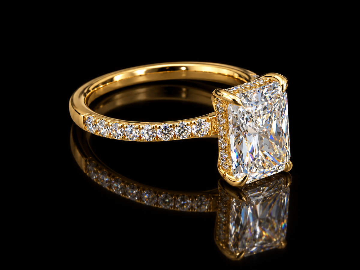Radiant Cut Lab-Grown Diamond Engagement Ring in Gold or Platinum