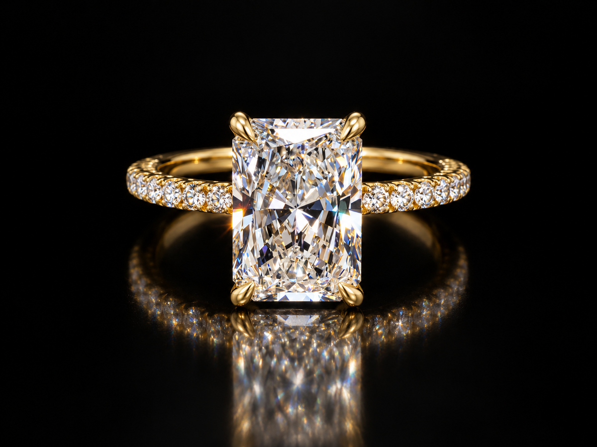 Radiant Cut Lab-Grown Diamond Engagement Ring in Gold or Platinum