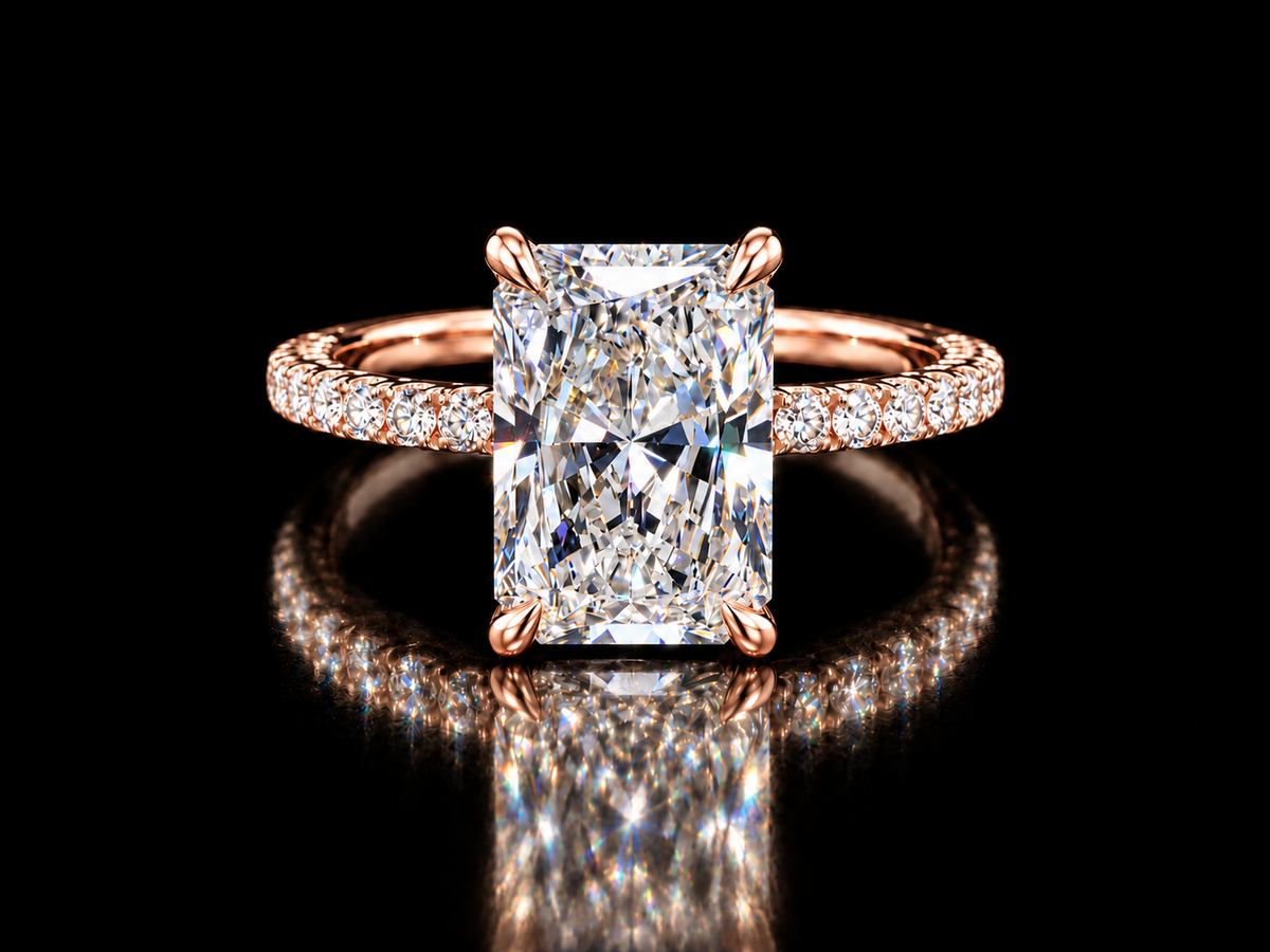Radiant Cut Lab-Grown Diamond Engagement Ring in Gold or Platinum