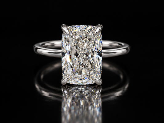 IGI-Certified Cushion Cut Diamond Engagement Ring with Hidden Chevron Halo
