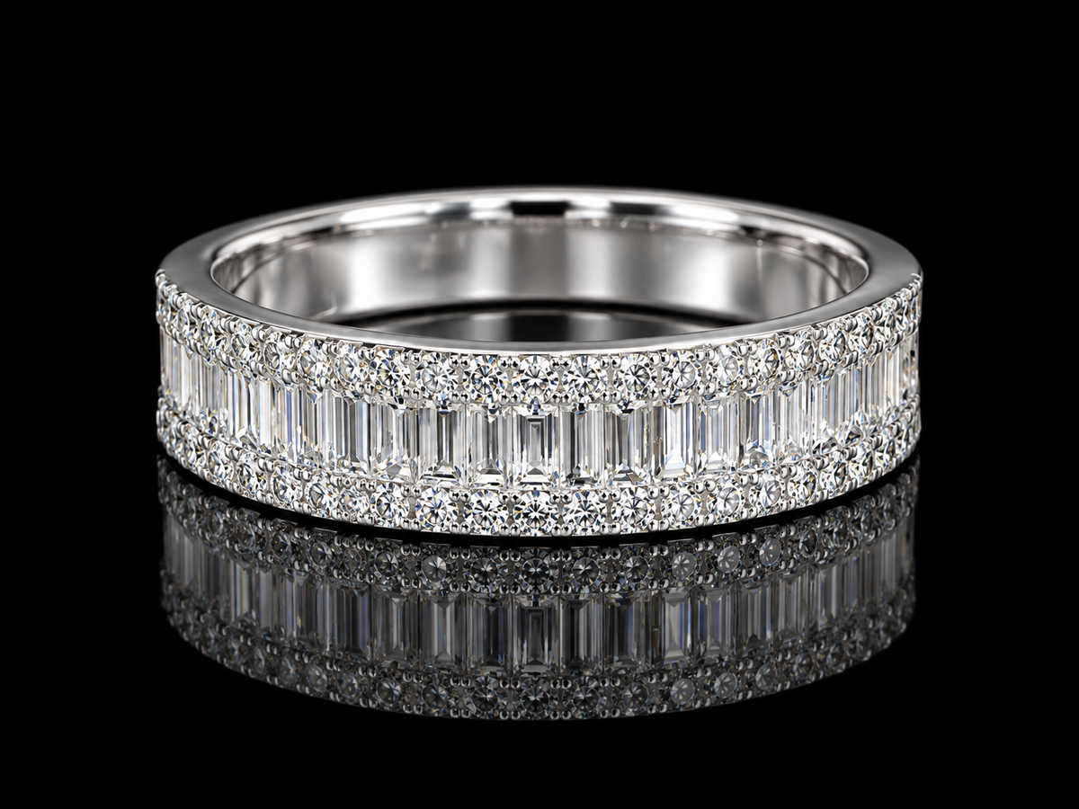 14K Gold Diamond Band with Calibrated Baguettes – 0.58 CTW
