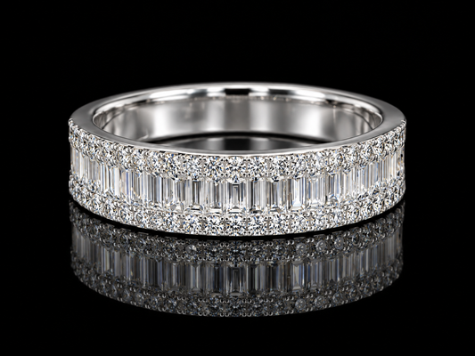 14K Gold Diamond Band with Calibrated Baguettes – 0.58 CTW