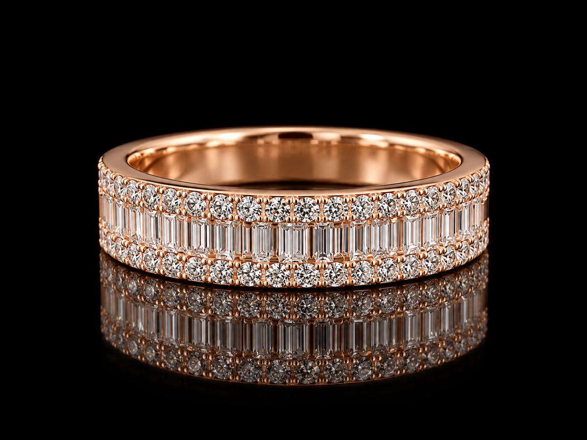 14K Gold Diamond Band with Calibrated Baguettes – 0.58 CTW