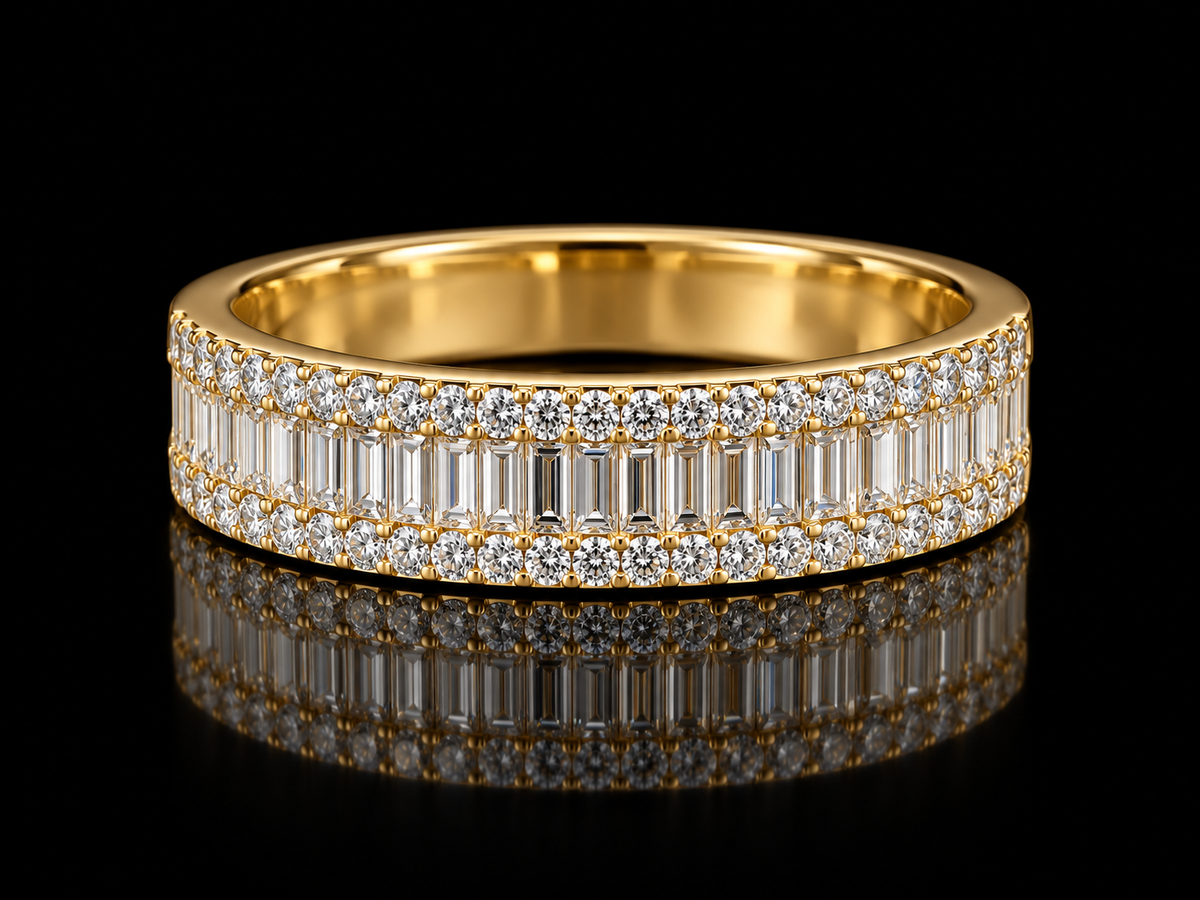 14K Gold Diamond Band with Calibrated Baguettes – 0.58 CTW