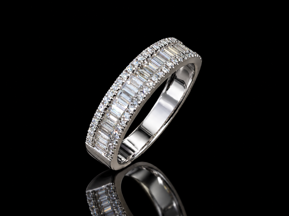 14K Gold Diamond Band with Calibrated Baguettes – 0.58 CTW