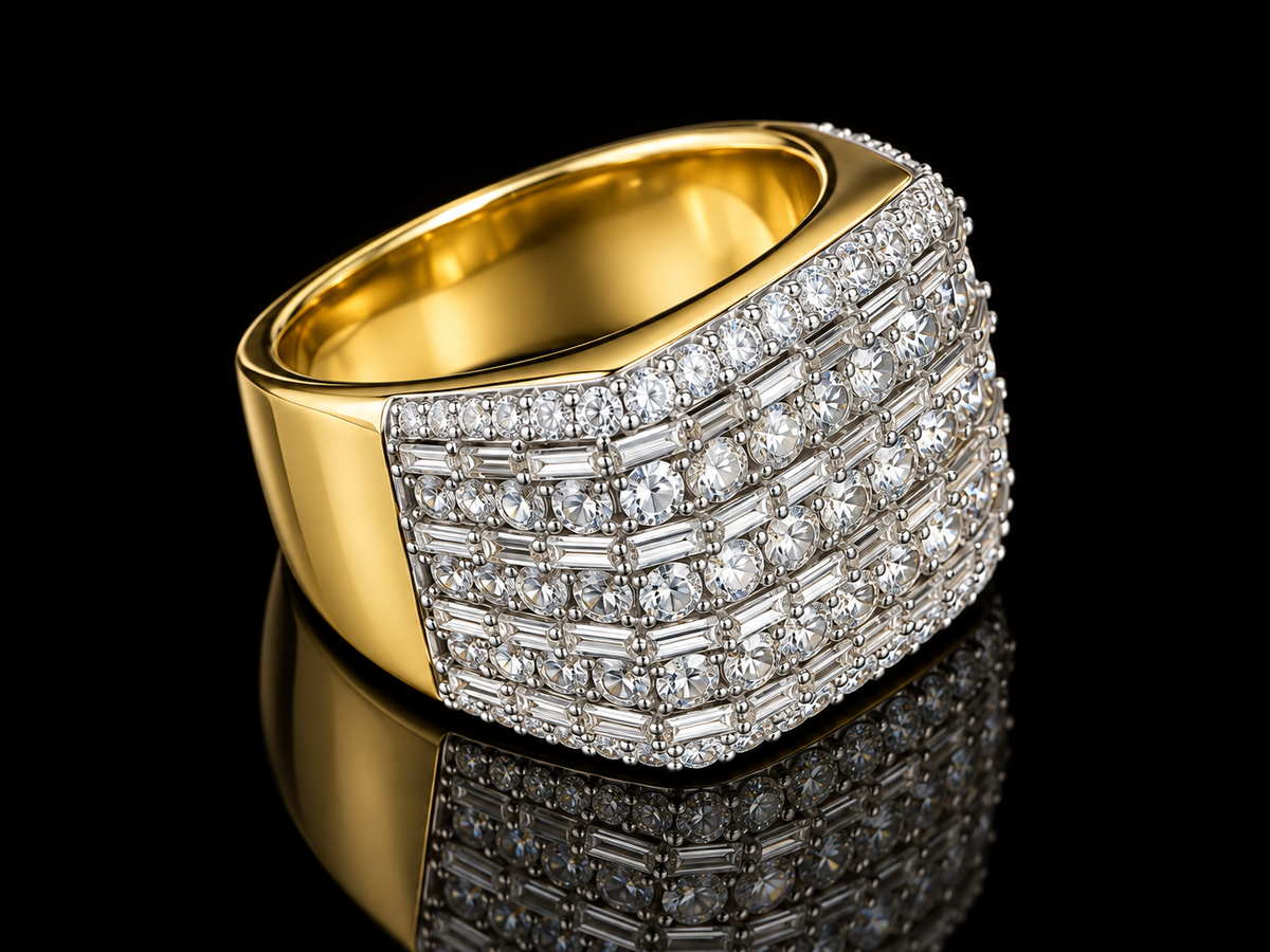 Men’s 14K Two-Tone Yellow & White Gold Diamond Signet Ring