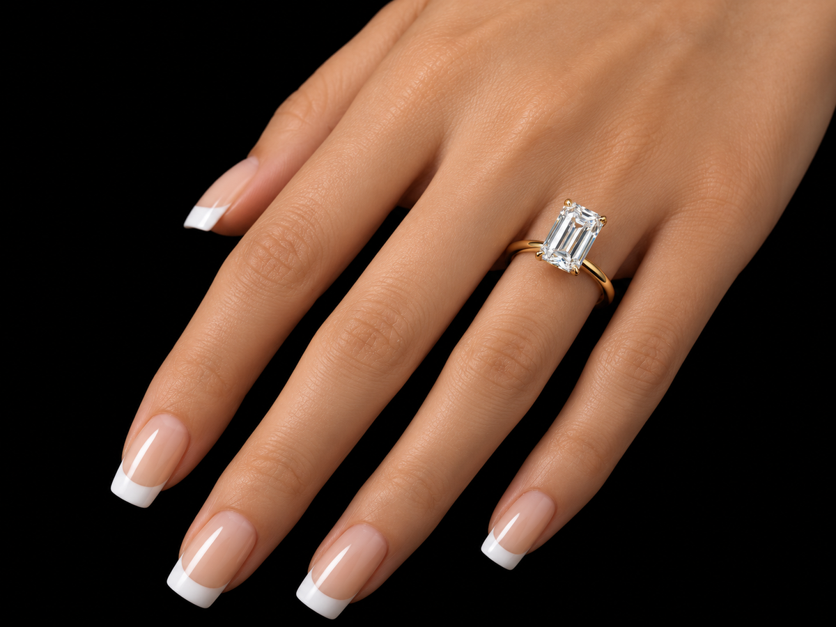 4.03 ct Emerald-Cut Lab-Grown Diamond Solitaire Engagement Ring