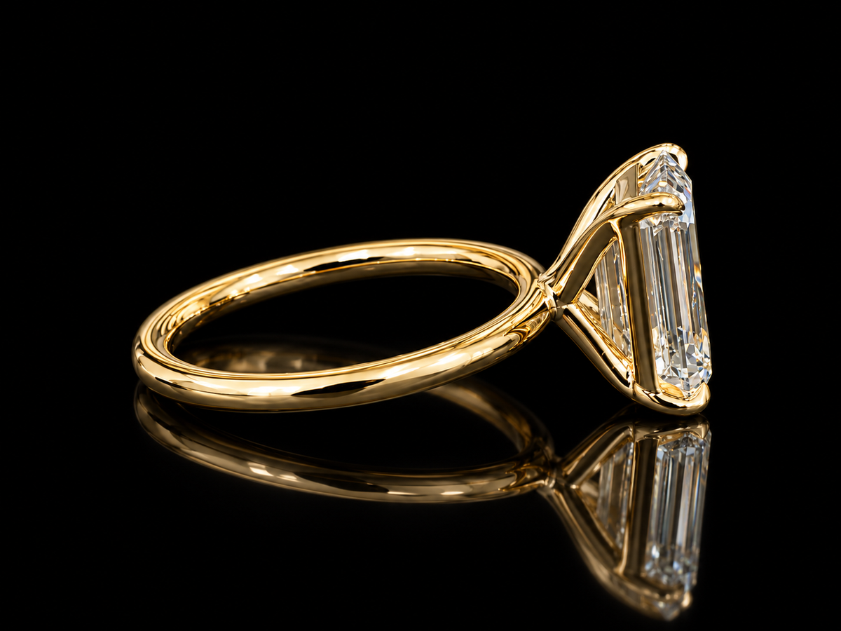 4.03 ct Emerald-Cut Lab-Grown Diamond Solitaire Engagement Ring
