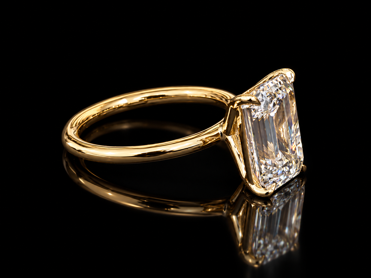 4.03 ct Emerald-Cut Lab-Grown Diamond Solitaire Engagement Ring