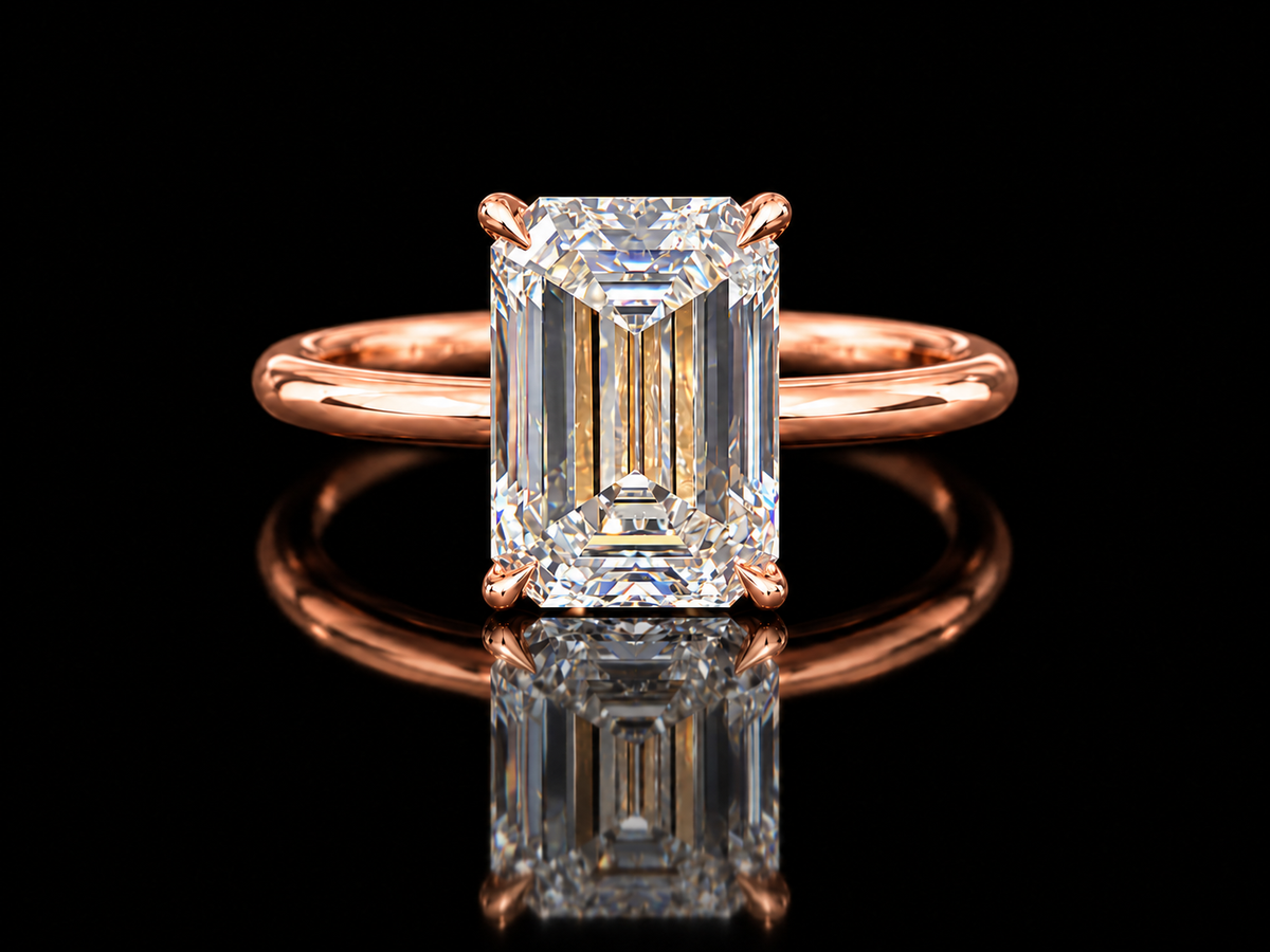 4.03 ct Emerald-Cut Lab-Grown Diamond Solitaire Engagement Ring