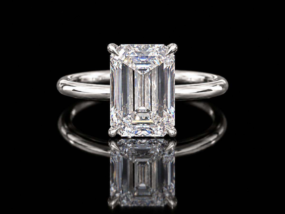 4.03 ct Emerald-Cut Lab-Grown Diamond Solitaire Engagement Ring