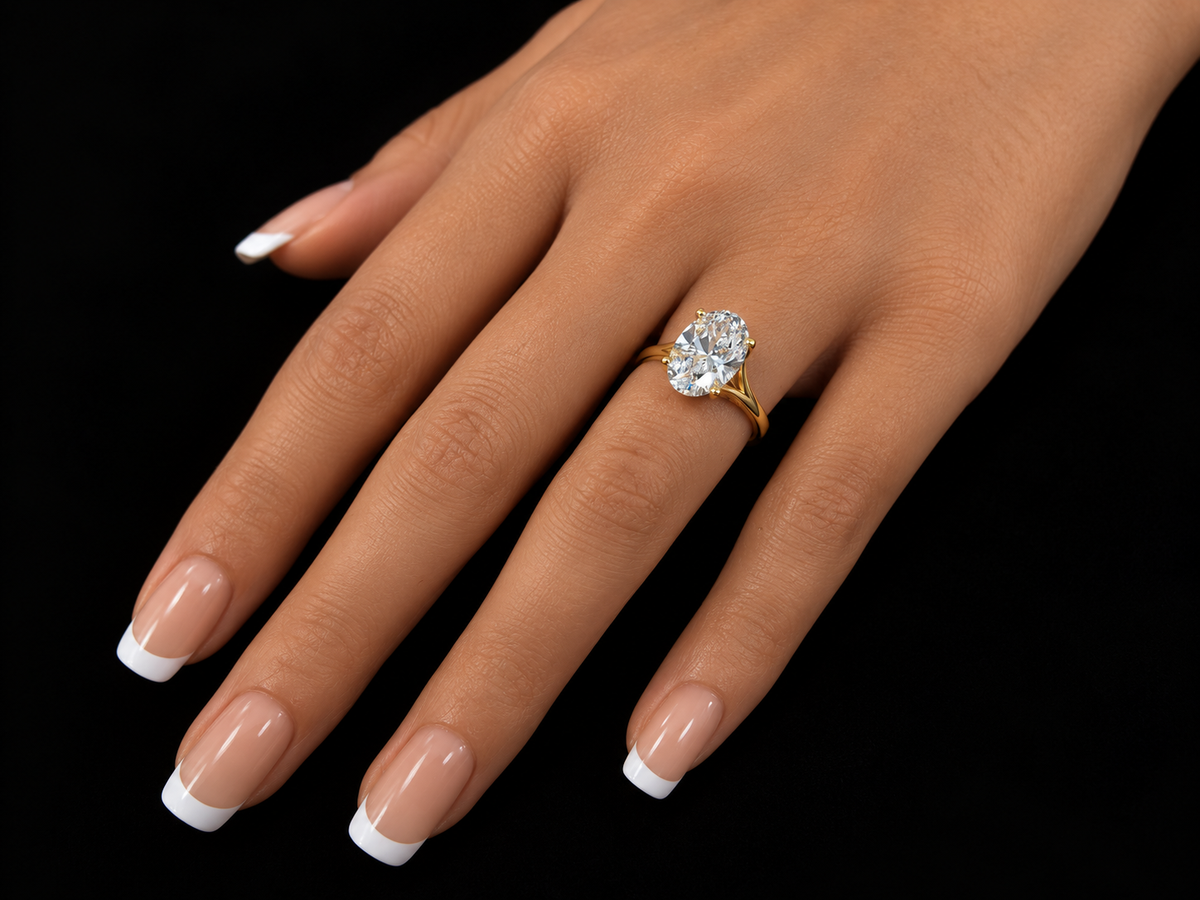 Gold Wave Engagement Ring with 2.00 ct Oval Diamond, E Color, VVS2 (Copy) Angelica Jewellers