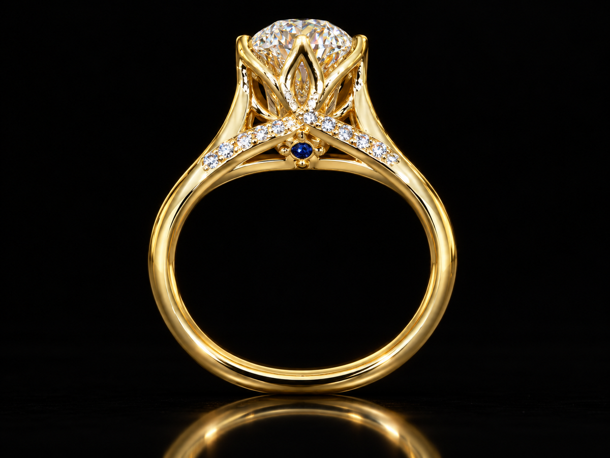 Gold Wave Engagement Ring with 2.00 ct Oval Diamond, E Color, VVS2 (Copy) Angelica Jewellers