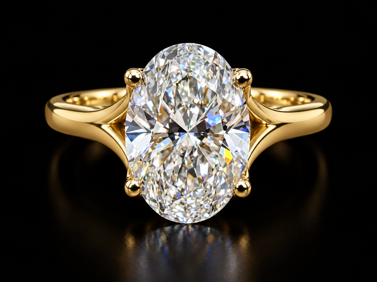 Gold Wave Engagement Ring with 2.00 ct Oval Diamond, E Color, VVS2 (Copy) Angelica Jewellers