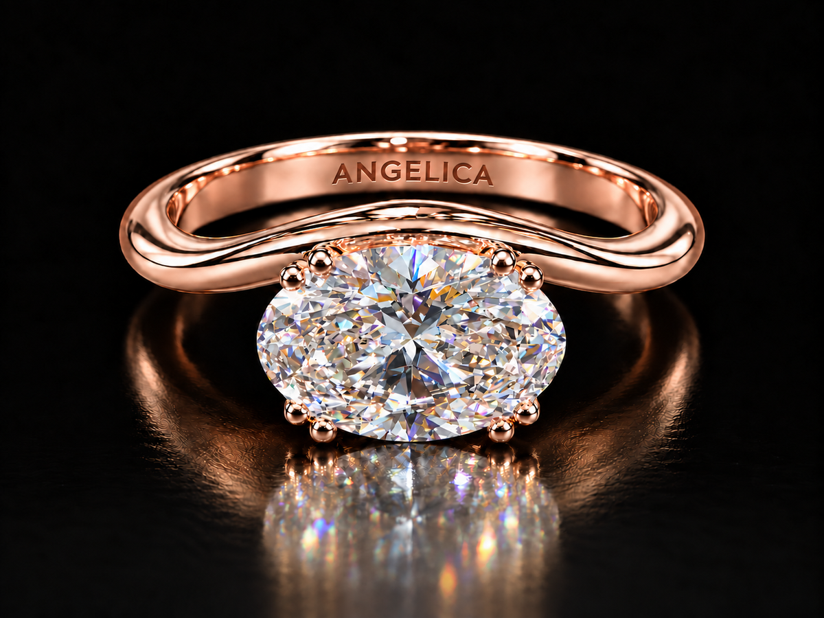 1.01 CT Round Brilliant Lab-Grown Diamond Cathedral Solitaire Ring in 14K Rose Gold - VVS2, E, IGI-Certified (Copy) Angelica Jewellers
