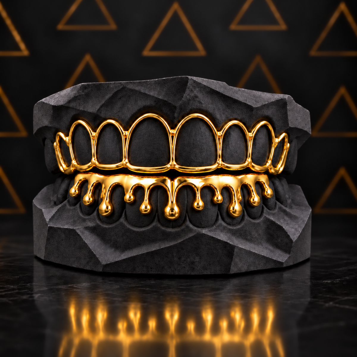 Open Face  Drip Gold Grillz Set