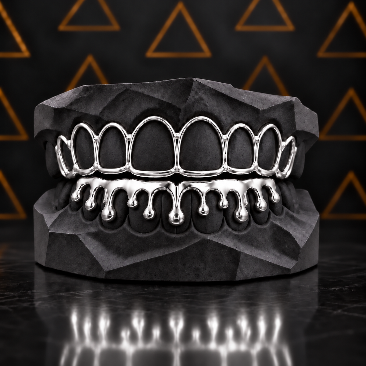 Open Face  Drip Gold Grillz Set