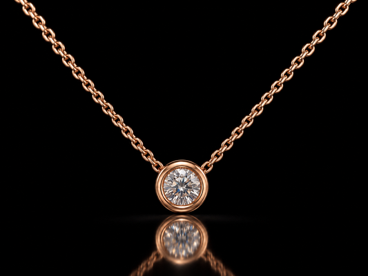 18K Rose Gold Natural Diamond Illusion-Set Solitaire Necklace – 0.03 CT