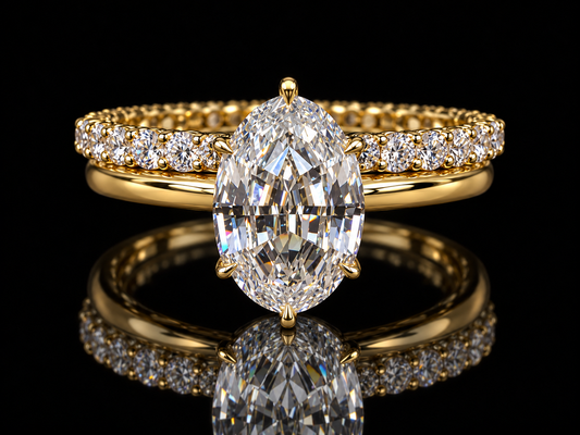 2 CT Oval Step-Cut Diamond Engagement Ring & Full Eternity Band Set