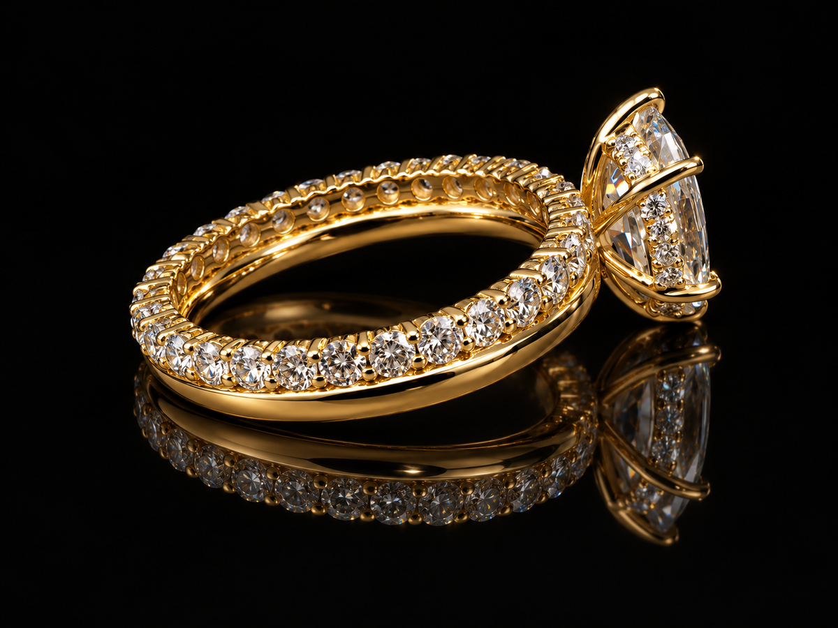 2 CT Oval Step-Cut Diamond Engagement Ring & Full Eternity Band Set