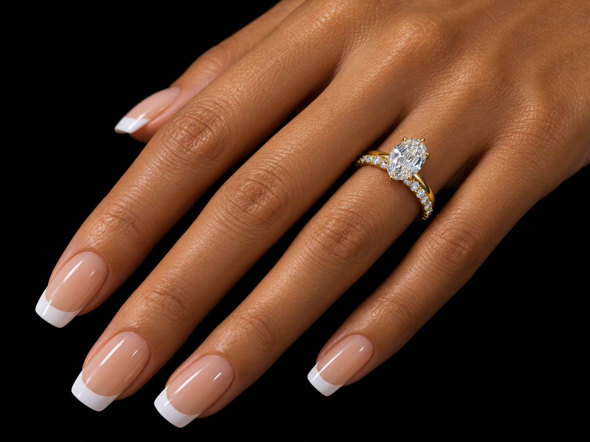 2 CT Oval Step-Cut Diamond Engagement Ring & Full Eternity Band Set
