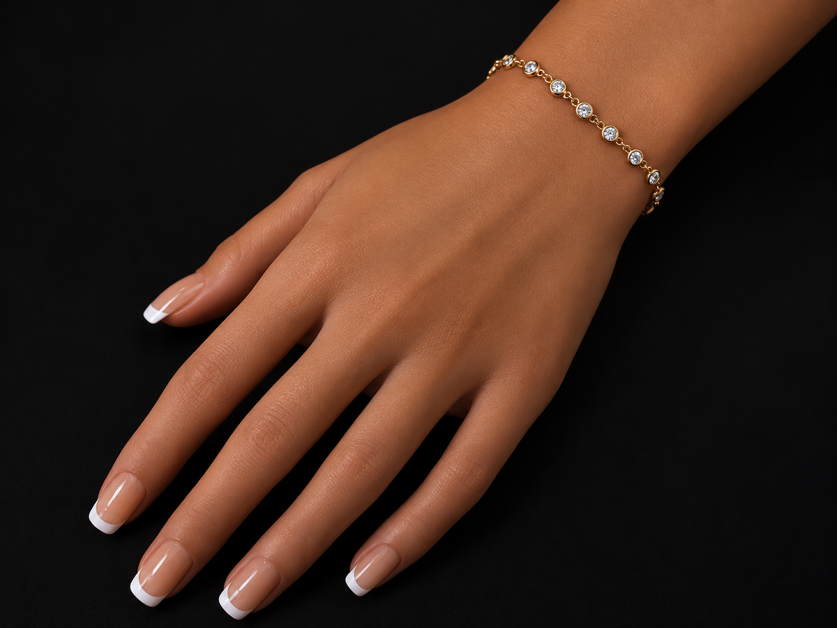 1.20 CTW Bezel-Set Diamond Bracelet in 14K Gold