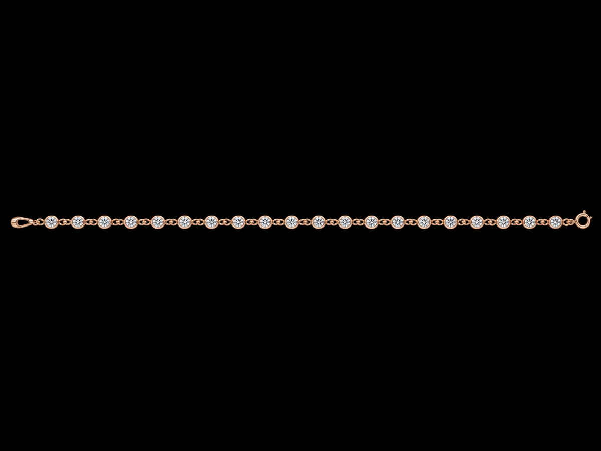 1.20 CTW Bezel-Set Diamond Bracelet in 14K Gold