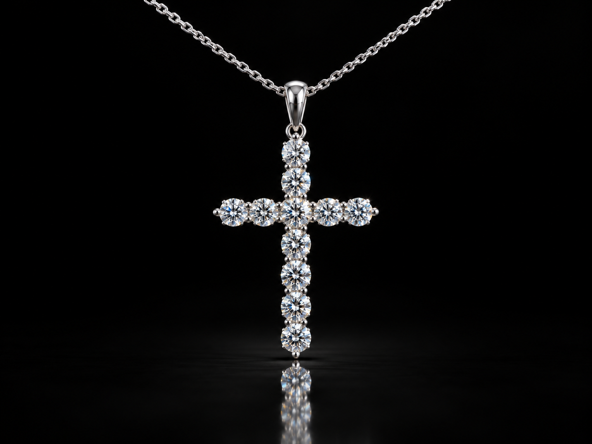 1.00 CTW Diamond Cross Necklace with 18-Inch Forsa Chain