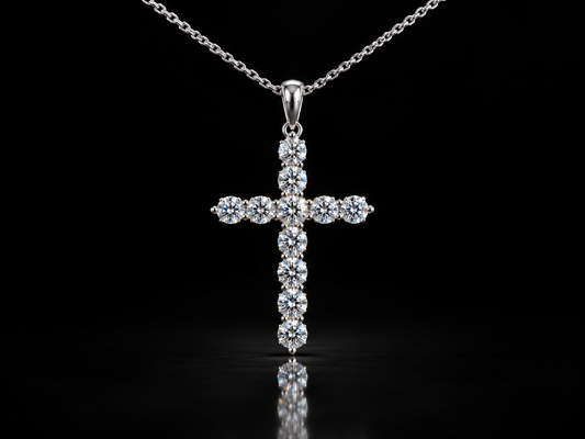 1.00 CTW Diamond Cross Necklace with 18-Inch Forsa Chain