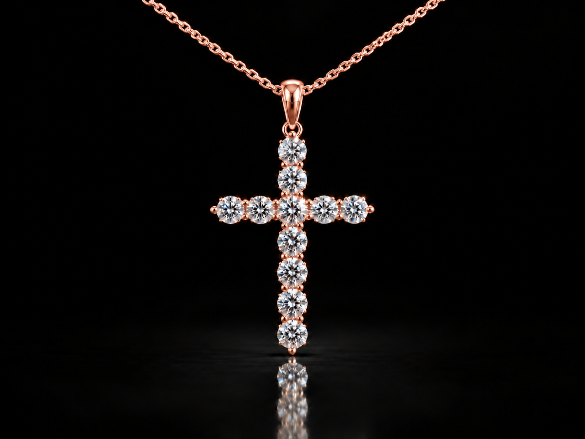 1.00 CTW Diamond Cross Necklace with 18-Inch Forsa Chain
