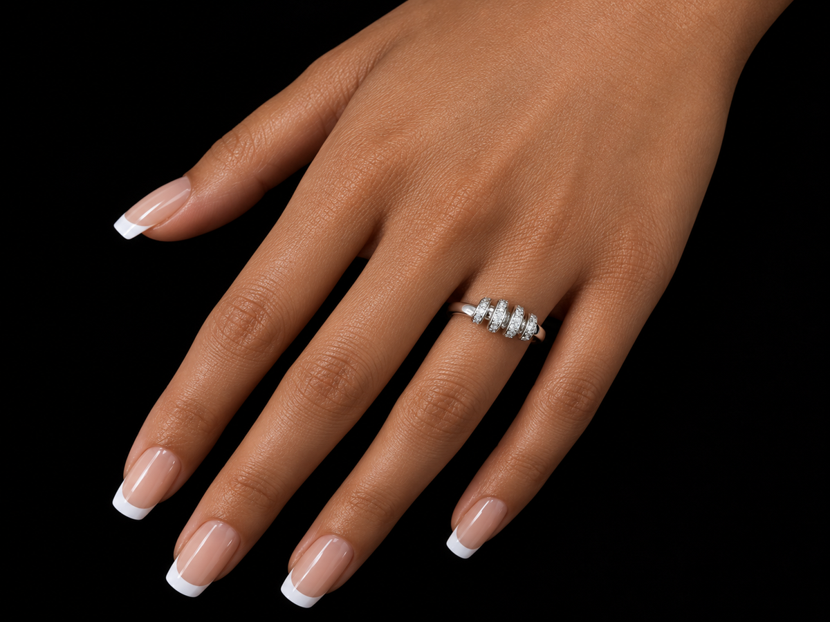 14K White Gold Four-Row Diamond Wrap Ring