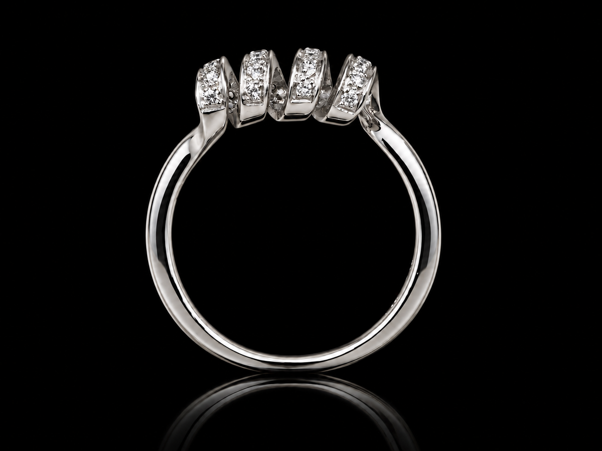 14K White Gold Four-Row Diamond Wrap Ring